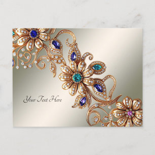 Elegante Goldschmuck Blumen Postkarte
