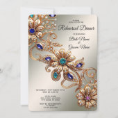 Elegante Goldschmuck-Blumen-Probedinner Einladung (Vorderseite)