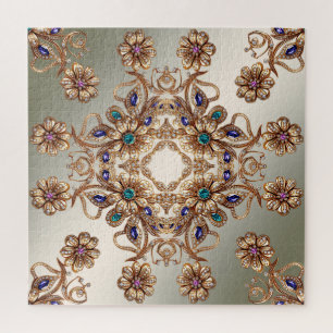 Elegante Goldschmuck-Blumen-Puzzle Puzzle