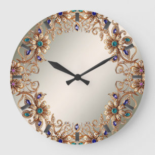 Elegante Goldschmuck-Blumen-Wanduhr Große Wanduhr