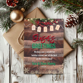 Elegante Goldschneeflocken, grüne Blätter Weihnach Feiertagskarte