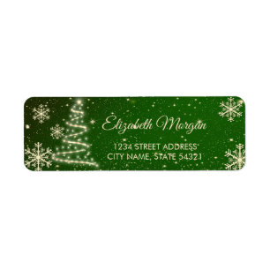 Elegante Goldschneeflocken, Weihnachtsbaum-Label