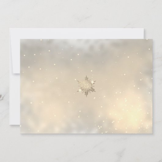 Elegante Goldschneeflocken, Weißer Ball Weihnachts Einladung (Rückseite)