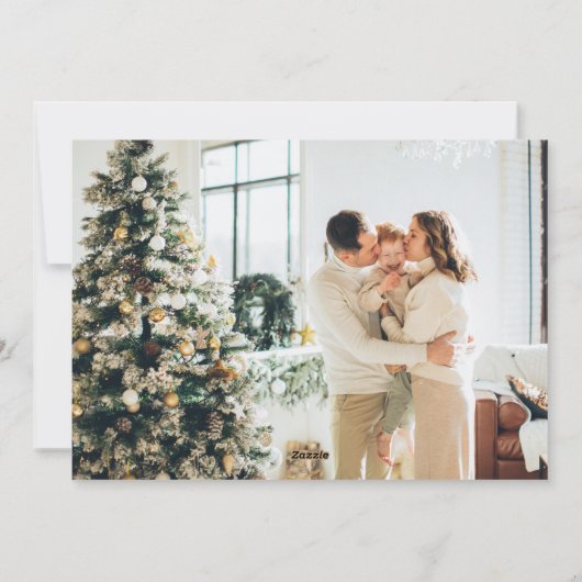 Elegante Goldschneeflocken Zwei Fotos Weihnachten (Rückseite)