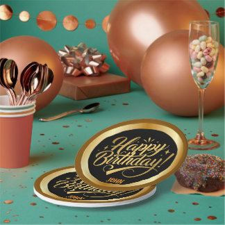 Elegante Goldschrift Alles Gute zum Geburtstag Sch Pappteller