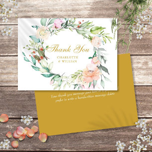 Elegante Goldschrift Danke Rosen Blumenkranz
