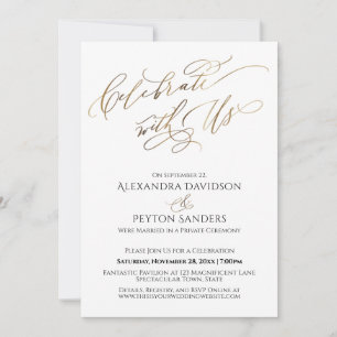 Elegante Goldschrift Feiern Sie mit uns Empfang Einladung
