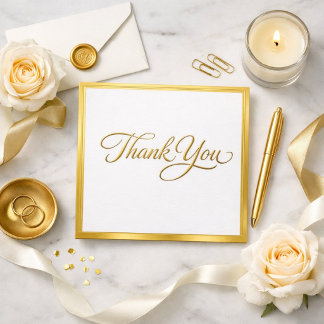 Elegante Goldschrift-Flach-Dankeskarten Dankeskarte