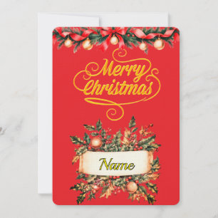 Elegante Goldschrift Frohe Weihnachten Fotokarte Einladung