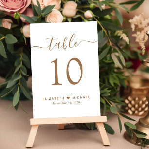 Elegante Goldschrift für Hochzeitsempfang Tischnummer