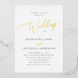 Elegante Goldschrift Hochzeit Minimalistischer K Folieneinladung