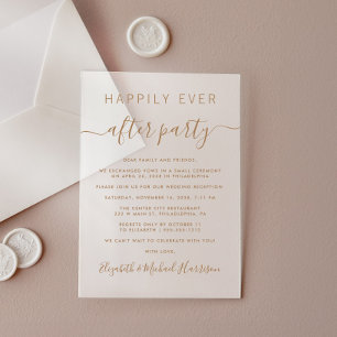 Elegante Goldschrift Hochzeitsempfang mattiert Acryleinladungen
