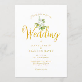 Elegante Goldschrift-Mistelzweig-Winterhochzeit Einladung