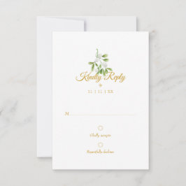 Elegante Goldschrift Mistelzweig Winterhochzeit RS RSVP Karte
