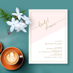 Elegante Goldschrift Rosé-farbene Brautparty-Einla Einladung