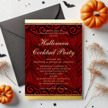 Elegante Goldschrift-Spitze Halloween-Cocktailpart