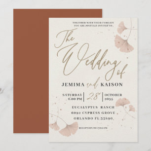 Elegante Goldschrift-Terrakotta-Hochzeitseinladung Einladung