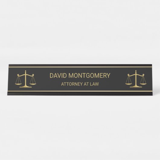Elegante Goldskala des Rechtsanwalts Schwarz Schreibtischnamensplakette (Vorderseite )