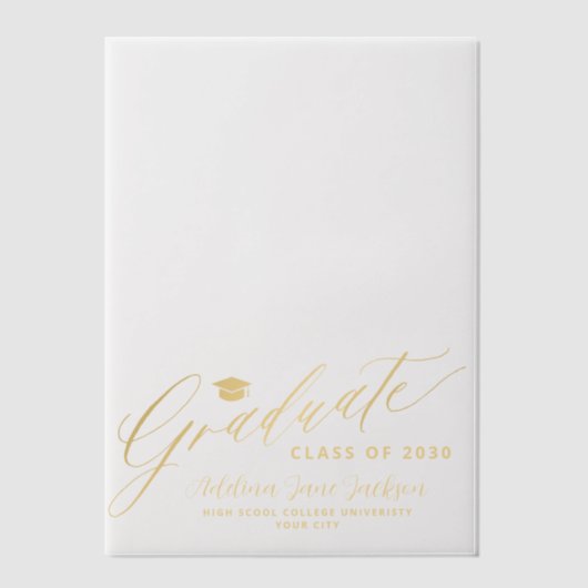 Elegante Goldskriptklasse des Abschlusses Pergament Einladungen (Vorderseite)