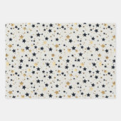 Elegante Goldstars im Schlichten Hintergrunddesign Geschenkpapier Set (Vorderseite 3)