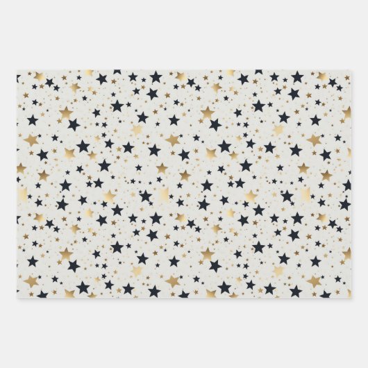 Elegante Goldstars im Schlichten Hintergrunddesign Geschenkpapier Set (Vorderseite 3)