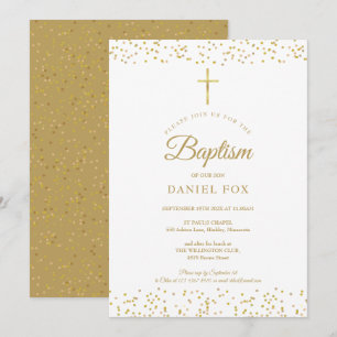 Elegante Goldstaub-Taufe Einladung
