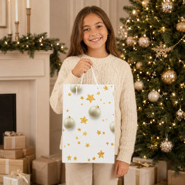 Elegante Goldsterne und Ornamente Weihnachten Mittlere Geschenktüte
