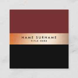 Elegante Goldstreifen-schwarzes Quadratische Visitenkarte