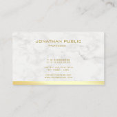 Elegante Goldtext-Name-Marmorvorlage Moderne Visitenkarte (Rückseite)