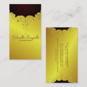 Elegante Goldtöne Vintage Spitzenrahmen Visitenkarte (Vorne/Hinten)