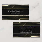 Elegante Goldtrim | Sleek Black Visitenkarte (Vorne/Hinten)