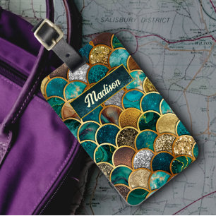 Elegante goldtürkisfarbene, gürtelige Schuppen Gepäckanhänger