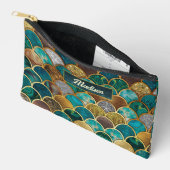 Elegante goldtürkisfarbene, gürtelige Schuppen Zubehörtasche (Offen)
