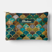 Elegante goldtürkisfarbene, gürtelige Schuppen Zubehörtasche (Vorderseite)