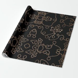 Elegante Goldverzierungen auf schwarz Geschenkpapier