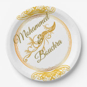 Elegante GoldWedding Plate Pappteller (Vorderseite)