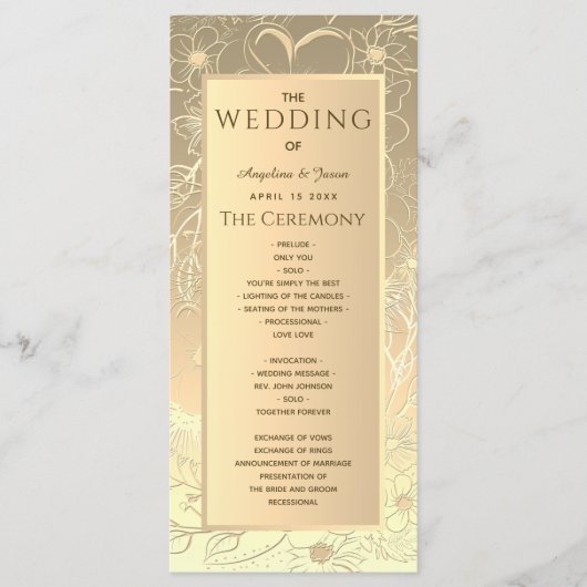 Elegante GoldWedding Programm (Vorderseite)