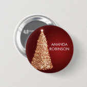 Elegante Goldweihnachtsbäume rot Button (Vorne & Hinten)