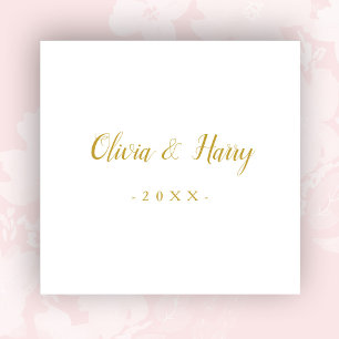 Elegante goldweiße Hochzeitspapier Serviette