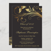 Elegante GoldWirbels-Abschluss-Partymitteilung Einladung (Vorne/Hinten)