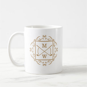 Elegante Golf Clubs Monogramm Kaffeetasse