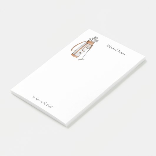 Elegante Golf-Tasche mit Initials Notepad Post-it Klebezettel (angewinkelt)