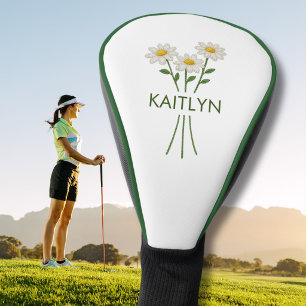 Elegante Golferin Faux-Stickerei Blumen Golf Headcover