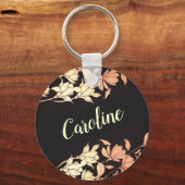 Elegante Golflorale Tulip Blume Golden Black Schlüsselanhänger (Vorderseite)