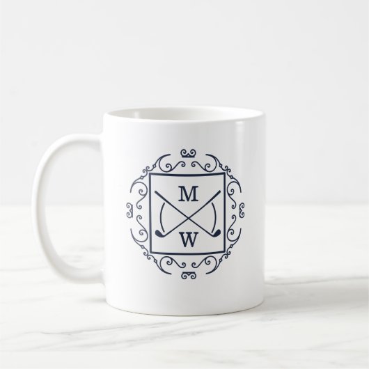 Elegante Golfschläger-Monogramm Kaffeetasse (Links)