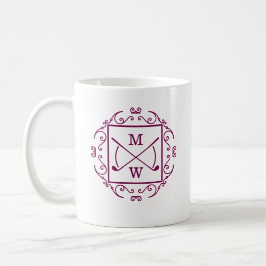 Elegante Golfschläger-Monogramm Kaffeetasse (Links)