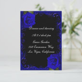 Elegante Goth Blue Rose Empfang Card Einladung (Stehend Vorderseite)