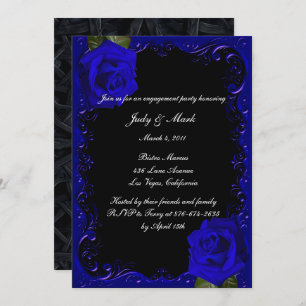 Elegante Goth Blue Rose Engagement Party Einladung
