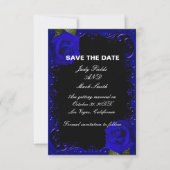 Elegante Goth Blue Rose Save the Date Card (Vorderseite)