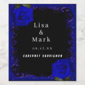 Elegante Goth Blue Rose Weinmarken Weinetikett (Einzelnes Label)